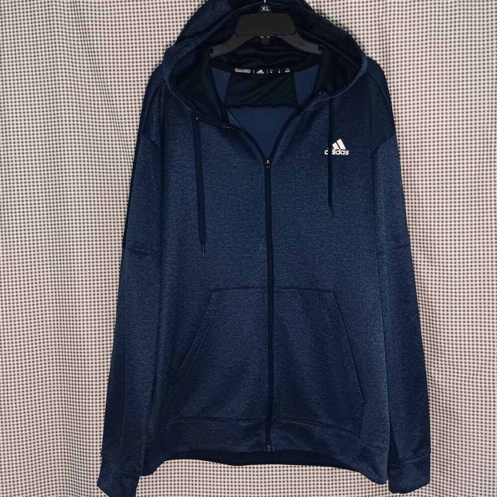 NWOT Adidas ClimaWarm Full Zip Blue Hoodie Men's XL - Picture 2 of 7